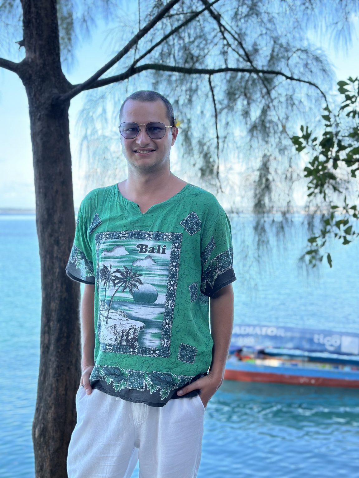 Posing on the rim of Prison Island in Zanzibar