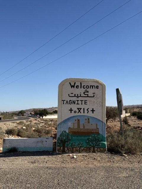 Signs across Moroccan desert